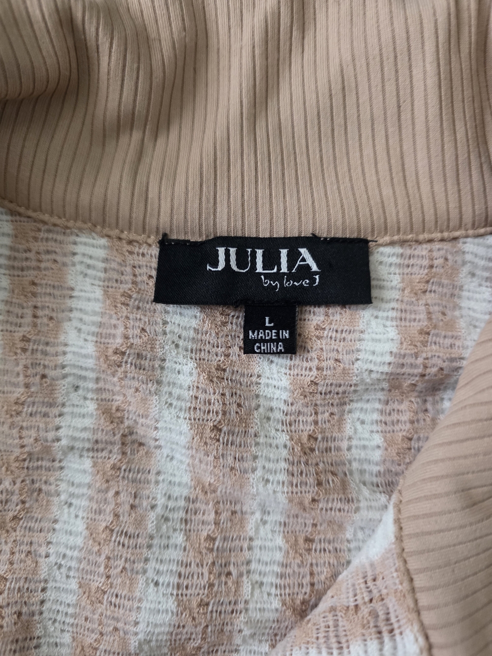 Beige & White Striped Knit Polo Mini Dress - Picture 3 of 8